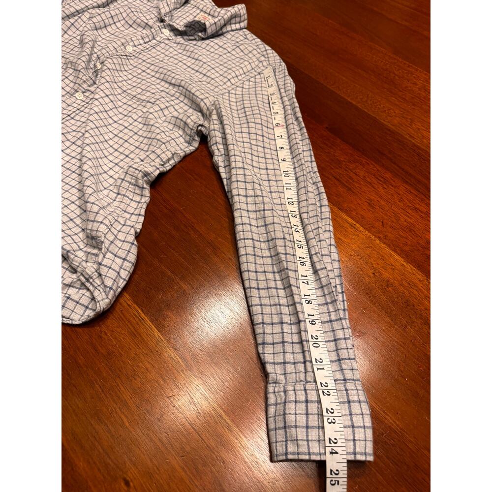 M Faherty Shirt Mens Gray Blue Check Cotton Long Sleeve Button Down - Picture 7 of 10